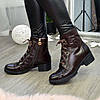 Черевики коричневі жіночі шкіряні на стійкому каблуці, фото 4