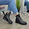 Черевики жіночі шкіряні на маленькому підборах, колір чорний, фото 5