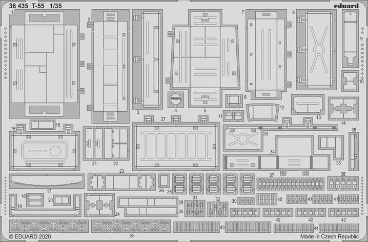 Набір фототравлених деталей для збірної моделі танка Т-55 (MINIART) у масштабі 1/35. EDUARD 36435, фото 1