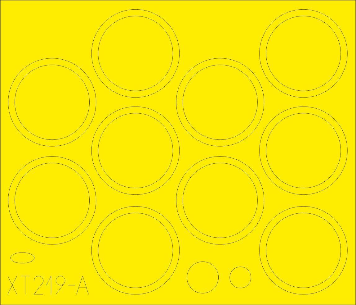 Маски для фарбування коліс збірної моделі танка Т-55 (MINIART) у масштабі 1/35. EDUARD XT219