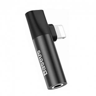Перехідник Baseus L43 Lightning to Lightning+3.5 mm digital audio converter Black