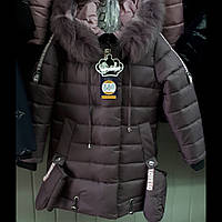 Підліткова зимова курточка для дівчаток із рукавичками