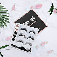 Набор накладные магнитные ресницы+подводка+пинцет Magnetic lashes 5 магнитов №003