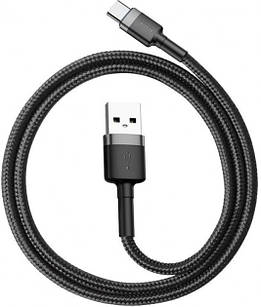 Кабель Baseus Cafule USB Cable for Type-C 3A 1 м Gray/Black (CATKLF-BG1)