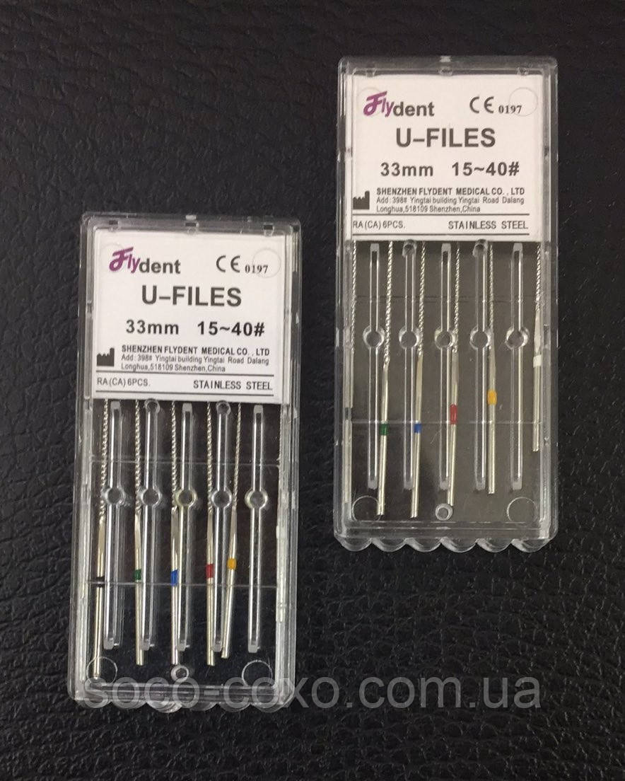 U-Files Зелені FlyDent SS 33 mm 6 шт. #15-40 сталь