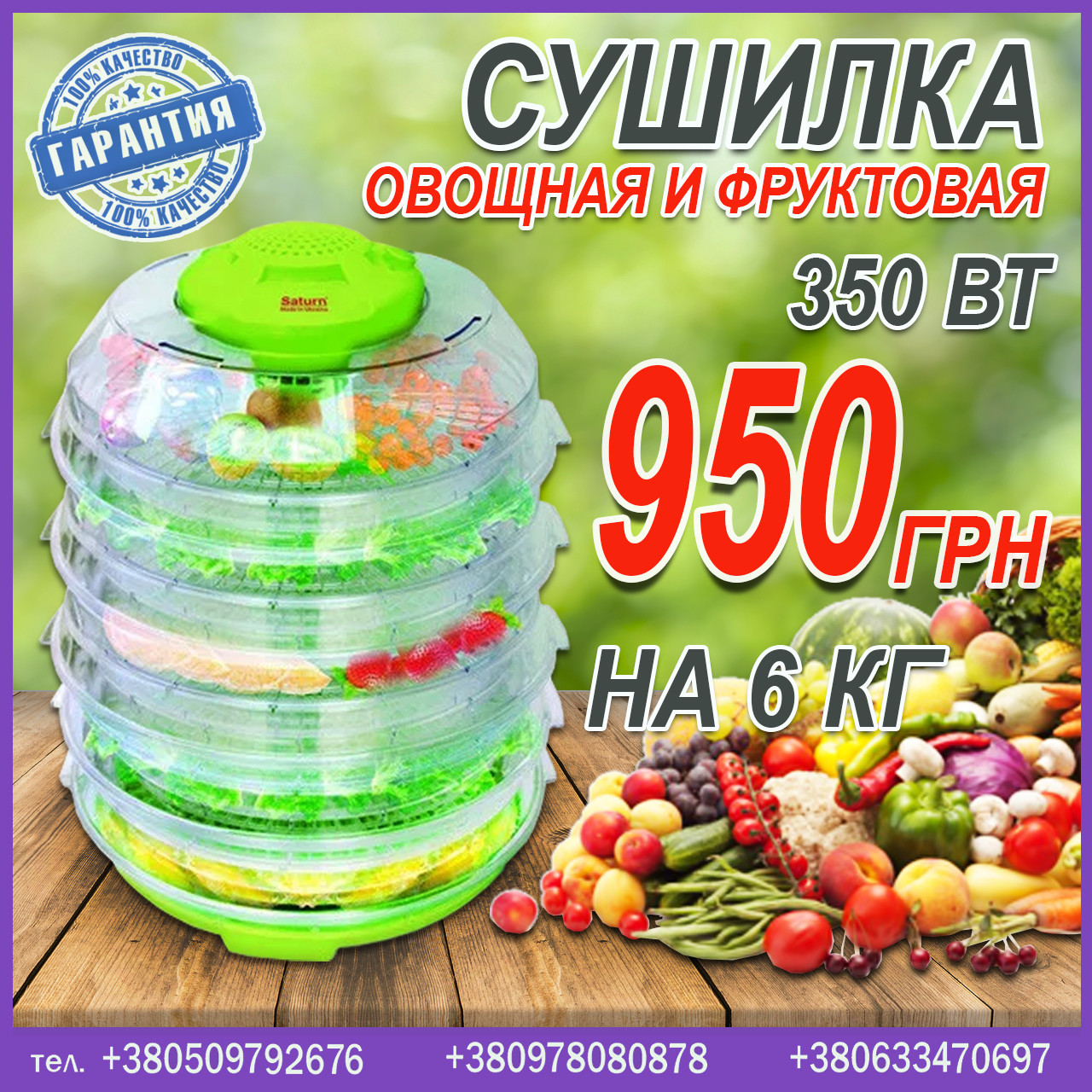 Сушарка овочева та фруктова на 6 кг (ST-FP 0113)