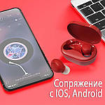 Бездротові навушники Wi-pods M8 RED блютуз гарнітура навушники Bluetooth 5.0 з зарядним чохлом-футляром, фото 4