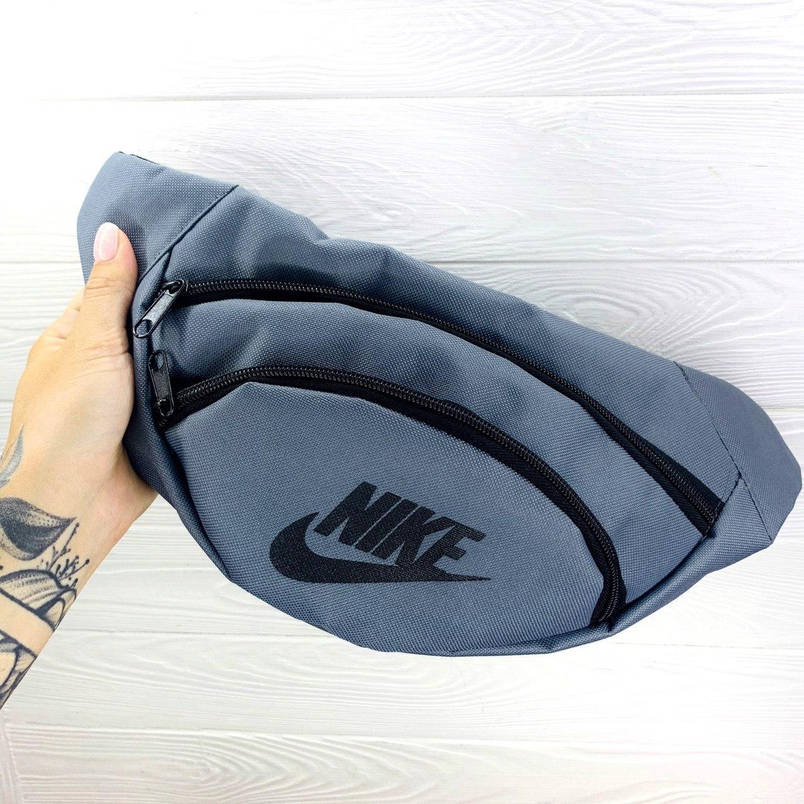 Бананка Чоловіча | Жіноча | Дитяча Nike сіра найк сумка на пояс з логотипом, фото 2