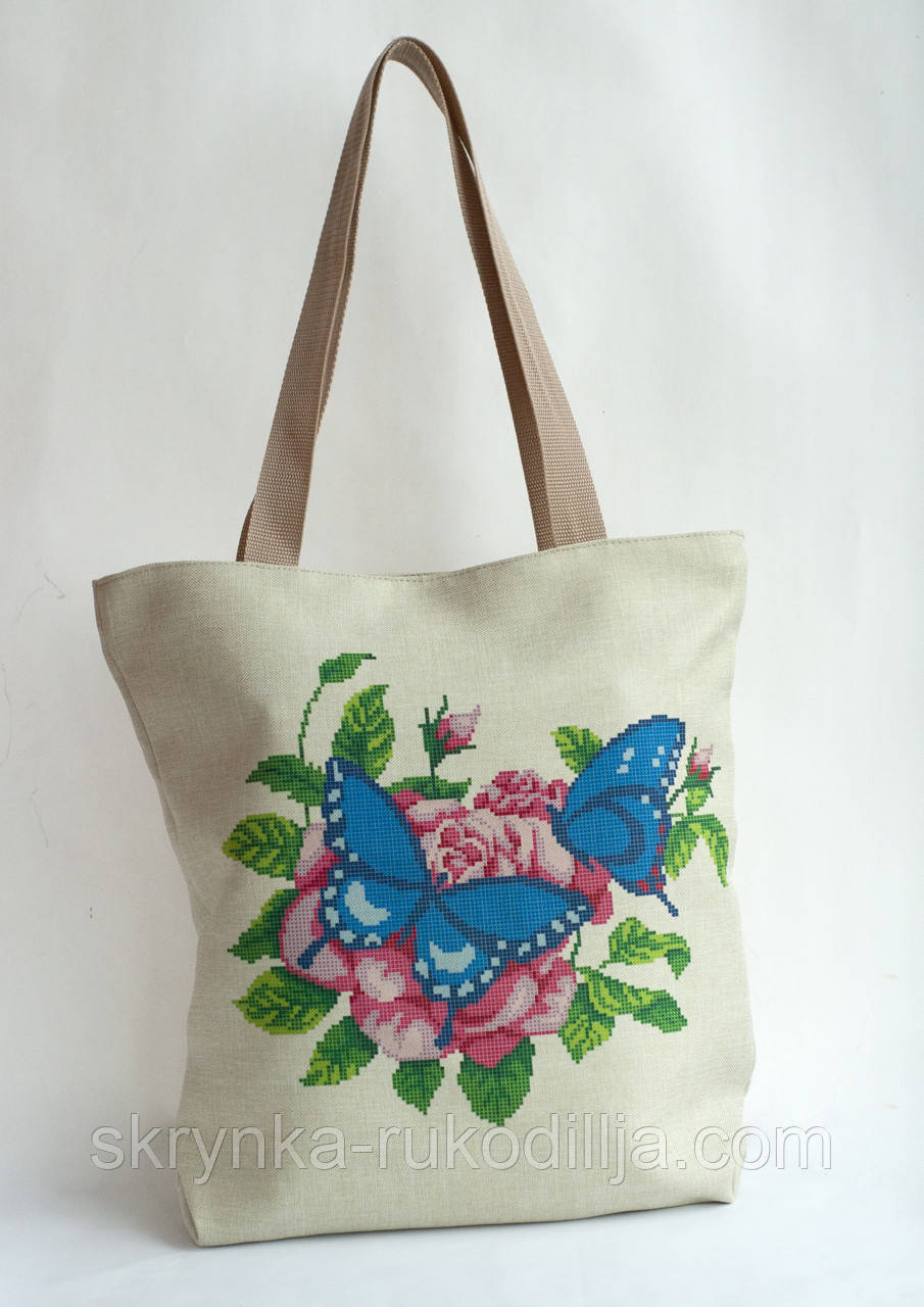 Сумка Пошита для вишивки Троянда і метелики