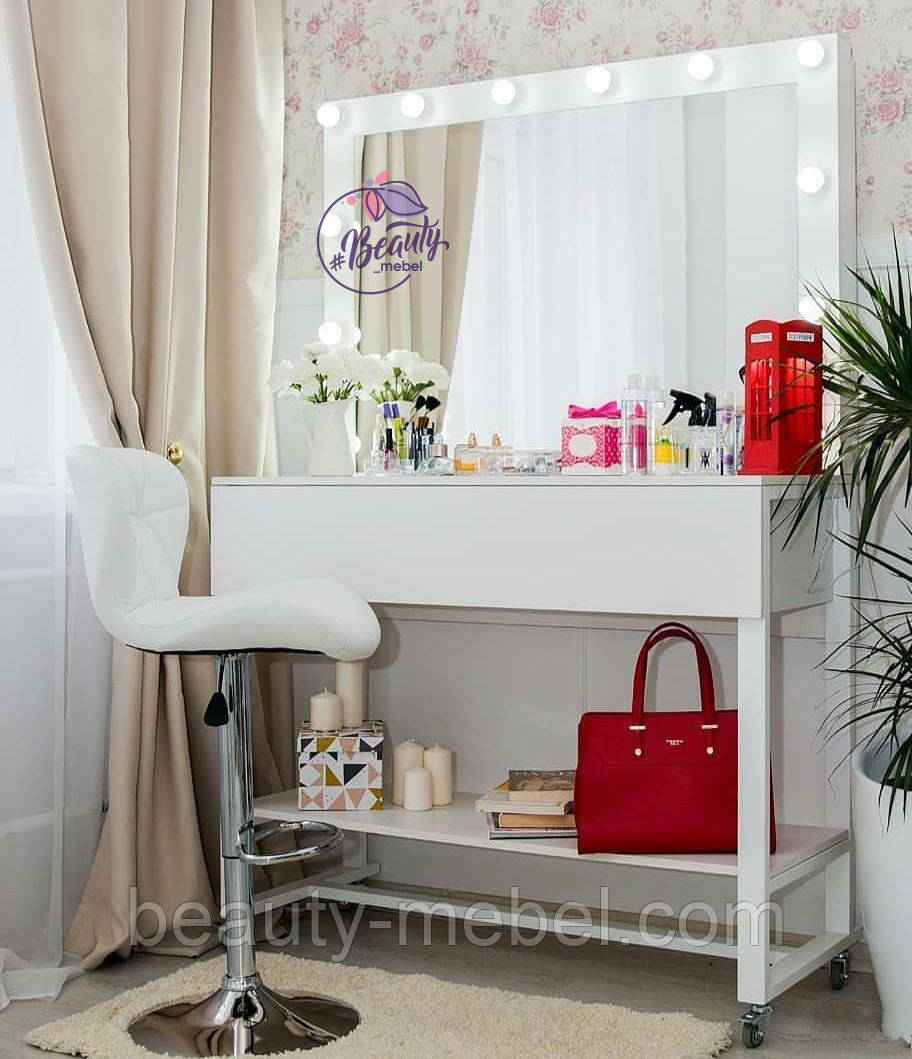 Гримерка, стіл для візажиста на металевому каркасі, на коліщатках., фото 1