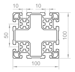 Верстатний профіль T-track 100х100, довжина виробу 6м, різка кратно 3м.