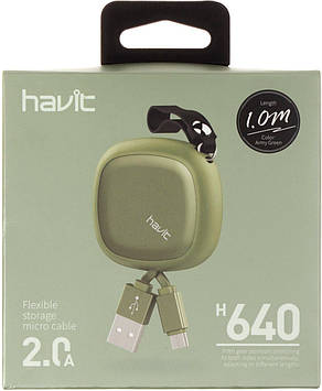 Кабель USB > microUSB Havit HV-H640 1м green №4360(100)