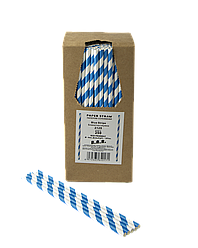 Паперові трубочки TM B. A. R. Ø 6 мм 250 шт. Блакитна смужка