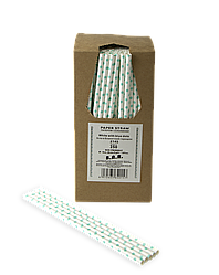 Паперові трубочки TM B. A. R. Ø 6 мм 250 шт. Біла в блакитний горошок