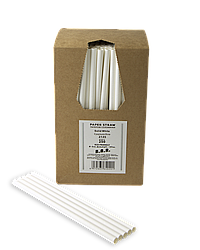 Бумажные трубочки TM B.A.R. Ø 8 мм. 250 шт. Суцільно біла