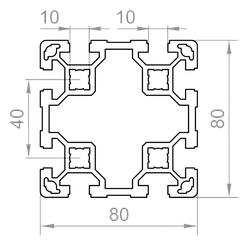 Верстатний профіль T-track 80х80, довжина виробу 6м, різка кратно 3м.