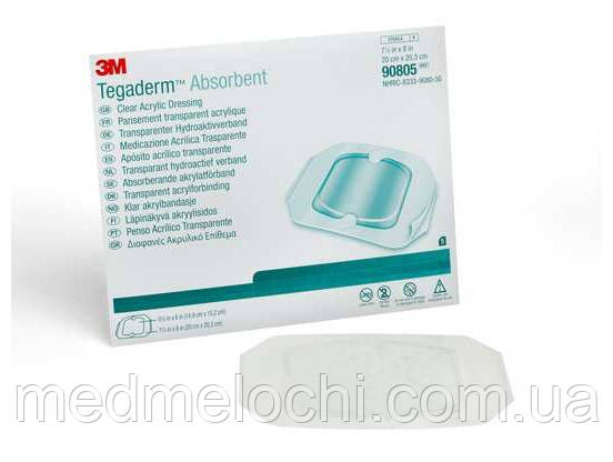 Tegaderm™ Абсорбуюча прозора акрилова пов'язка, квадрат (14,9х15,2 см / 20,0х20,3 см)