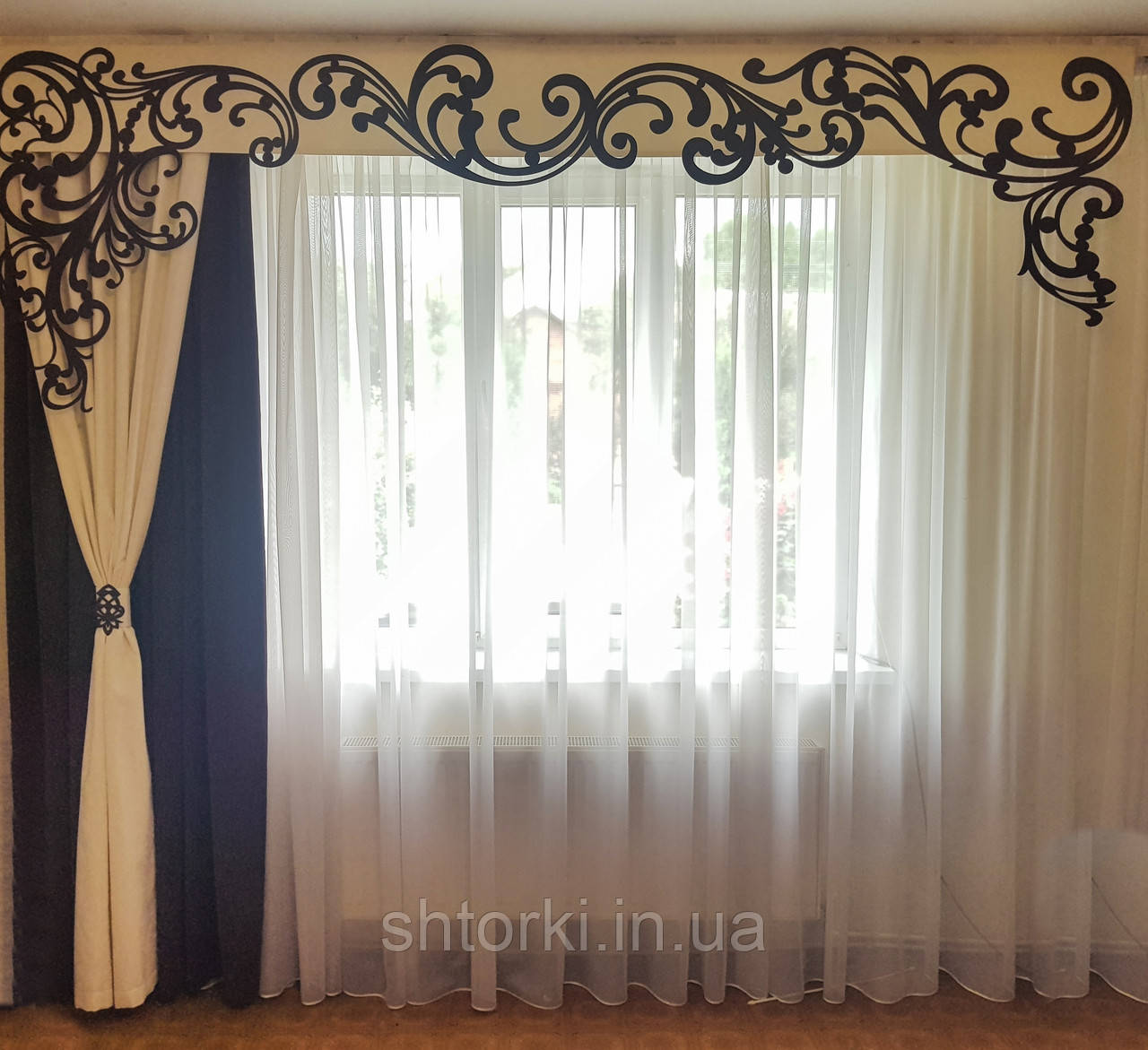 Ажурний жорсткий ламбрекен шоколад із молочним, 3м