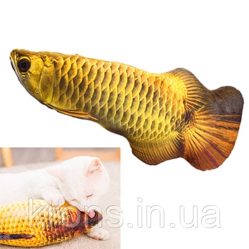 М'яка іграшка риба Арована 40см для кішок кота з котячою м'ятою, фото 1