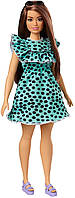 Кукла Барби Модница Barbie Fashionistas Doll with Long Brunette Hair Wearing Black & Aqua Polka-Dot Dress 149