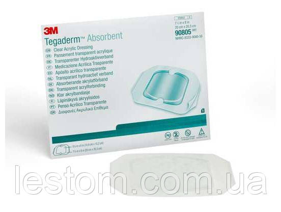 Tegaderm™ Абсорбуюча прозора акрилова пов'язка, квадрат (14,9х15,2 см / 20,0х20,3 см)