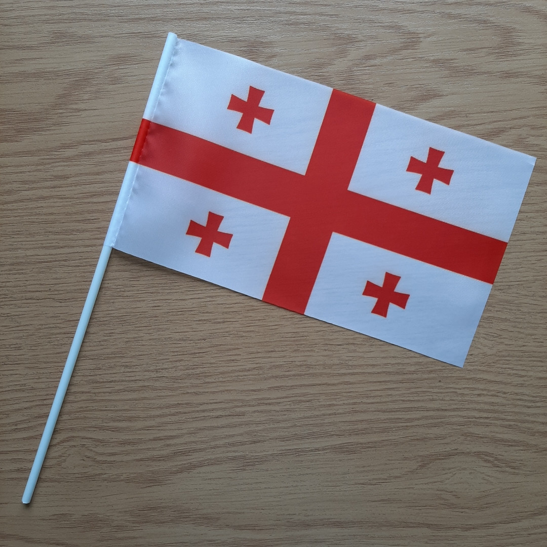 Прапорець Грузії 13,5х23см на пластиковому флагштоку, фото 1