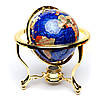 Глобус на підставці золотистий із напівдорогоцінних каменів CLS220, фото 4