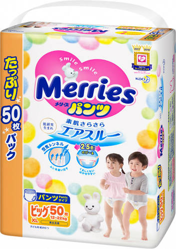 Підгузники-трусики MERRIES Big XL 12-22кг 50шт пак. Японія (ID ...