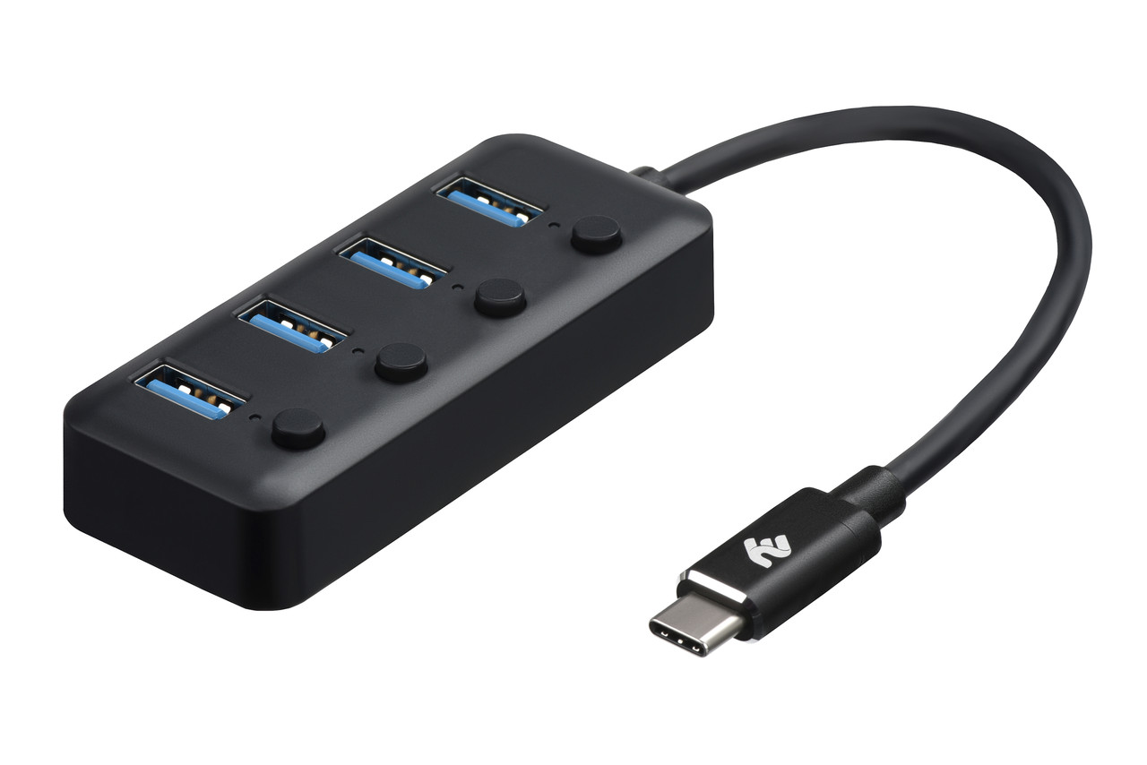 USB Хаб 2Е 4в1 4xUSB3.0 З кабелем 0.25 м Чорний (2E-W1406)