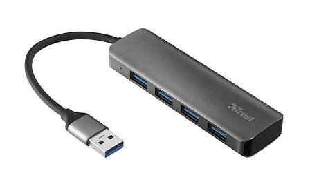 USB Хаб TRUST Halyx 4в1 4xUSB 3.2 Чорний (23327_TRUST), фото 1