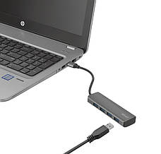 USB Хаб TRUST Halyx 4в1 4xUSB 3.2 Чорний (23327_TRUST), фото 5