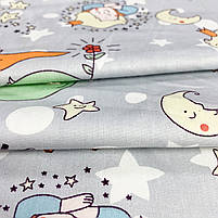 Сатин "Маленький принц на сірому" 160см, фото 3