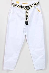 Турецькі жіночі білі літні штани з поясом, розміри 48-54
