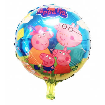 Кулька кругла повітряна фольгована Свинка Пеппа Сім'я Розмір 43 см х 43 см