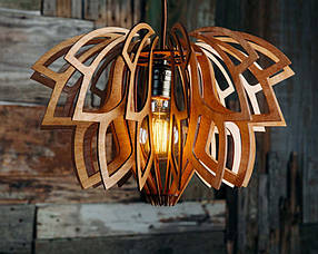 Люстра дерев'яна СОНЦЕ by smartwood  ⁇  Люстра лофт  ⁇  Дизайнерський стельовий світильник