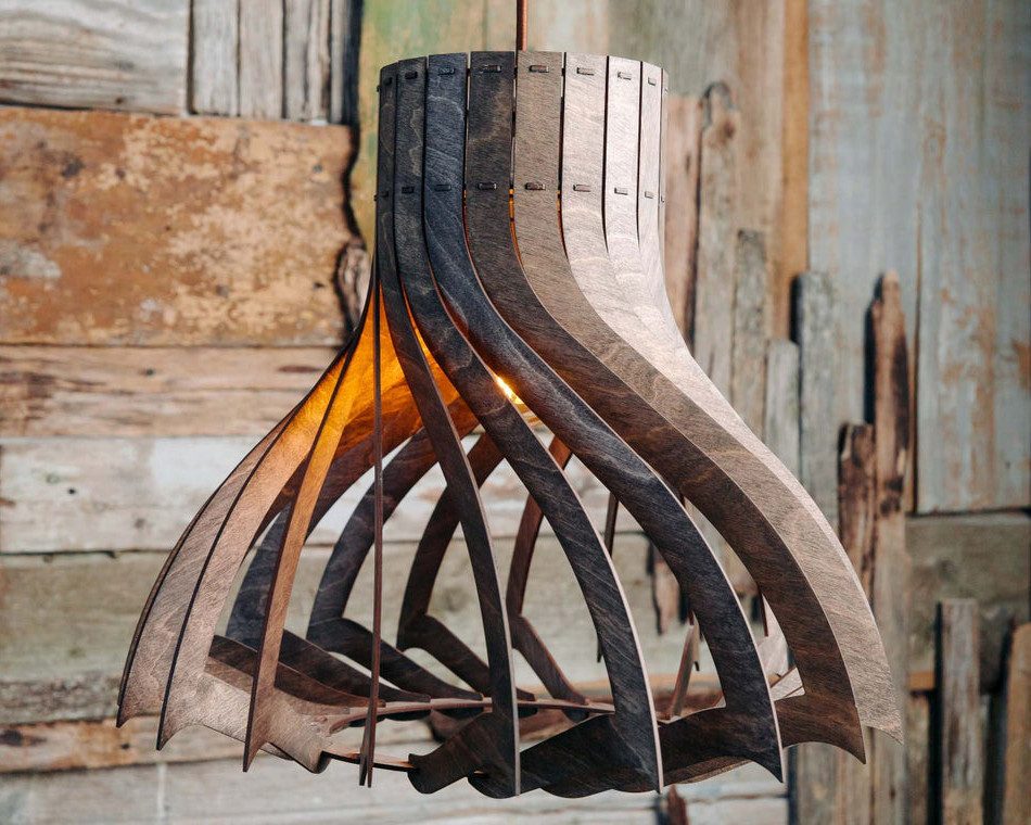 Люстра дерев'яна СОНЦЕ by smartwood  ⁇  Люстра лофт  ⁇  Дизайнерський стельовий світильник