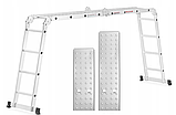 Драбина трансформер 4x4 з платформою 4х секційна універсальна розкладна 16 ступеньок Польща Лестница Стремянка, фото 3