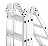 Драбина трансформер 4x4 з платформою 4х секційна універсальна розкладна 16 ступеньок Польща Лестница Стремянка, фото 4