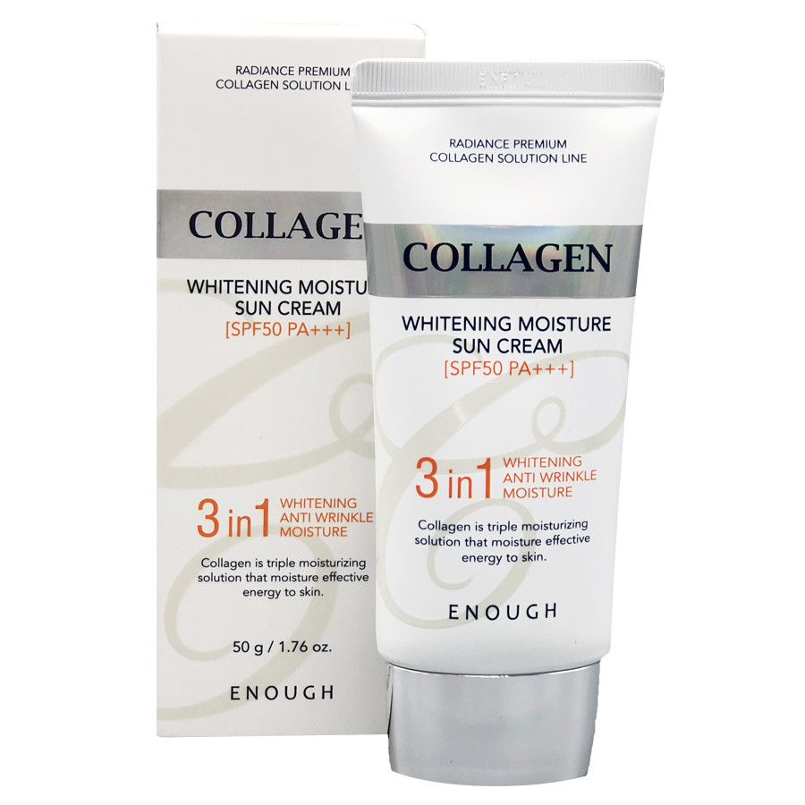 Сонцезахисний крем для обличчя з морським колагеном Enough Collagen 3in1 Whitening Moisture Sun Cream SPF50 50ml