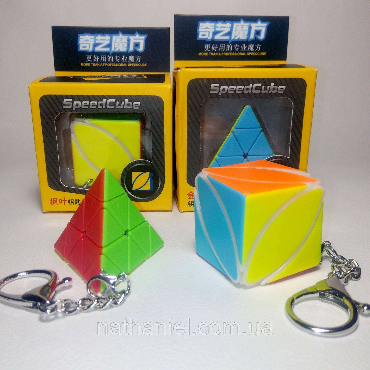Брелки Qiyi Keychain Pyraminx + Плющ QiYi Ivy Cube (2 брелоки)