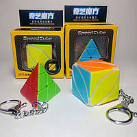 Брелки Qiyi Keychain Pyraminx + Плющ QiYi Ivy Cube (2 брелка)