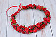 Вінок для волосся / віночок на голову з червоними квітами 268, фото 3