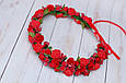Вінок для волосся / віночок на голову з червоними квітами 268, фото 4
