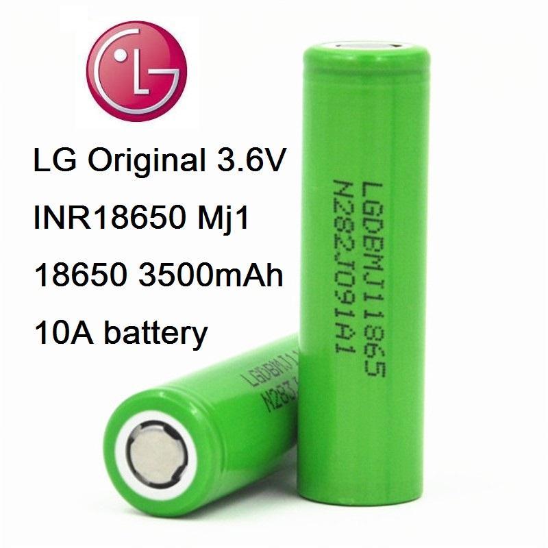 Акумулятор 18650 Li-Ion LG INR18650MJ1 (LG MJ1), 3500 mAh, 10A, 4.2/3.65/2.5V, зелені