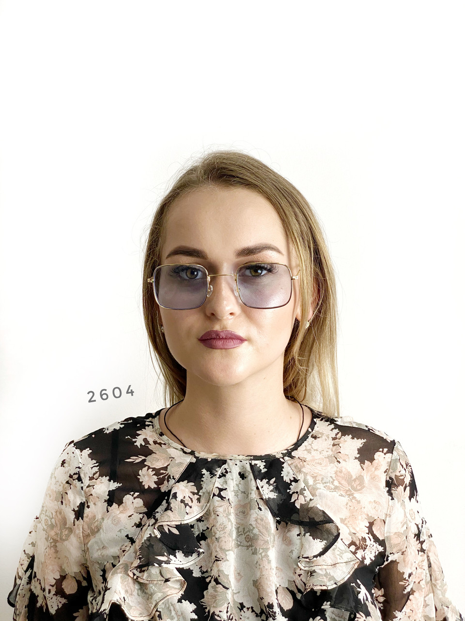 Стильні окуляри з синіми лінзами в золотистій оправі, фото 1