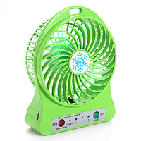 Портативный Настольный Мини Вентилятор Portable Mini Fan XSFS-01 USB САЛАТОВЫЙ (не работает фонарик)