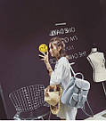 Рюкзак жіночий модний стильний шкіряний молодіжний для підлітків у стилі Графеа сірого кольору, фото 3