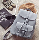 Рюкзак жіночий модний стильний шкіряний молодіжний для підлітків у стилі Графеа сірого кольору, фото 4