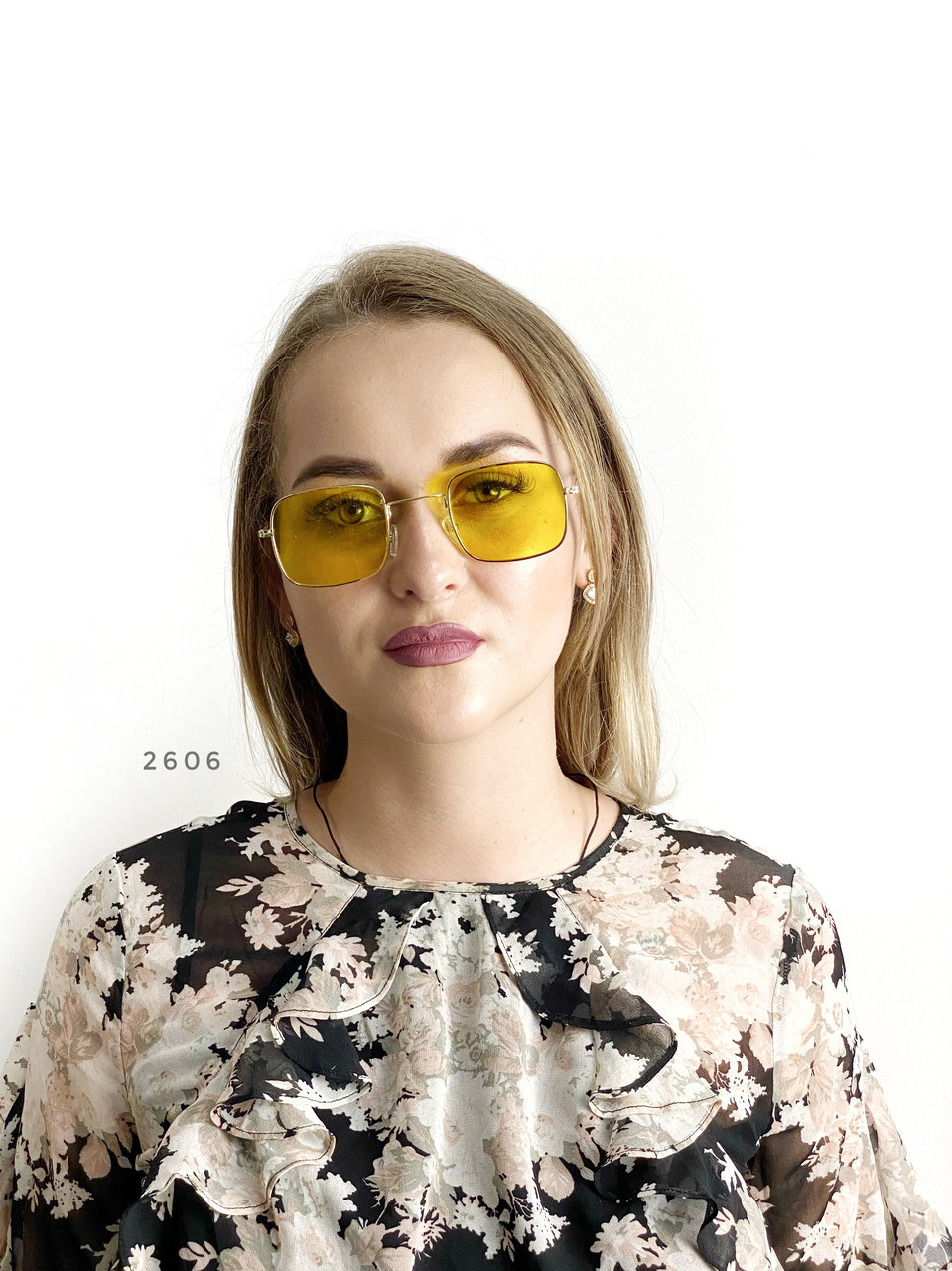 Жовті окуляри в золотистій оправі, фото 1