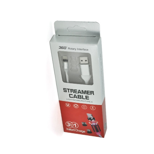 Магнітний кабель світиться USB 2.0/Micro, 1m, 2А, Silver, OEM